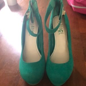 Emerald green high heels